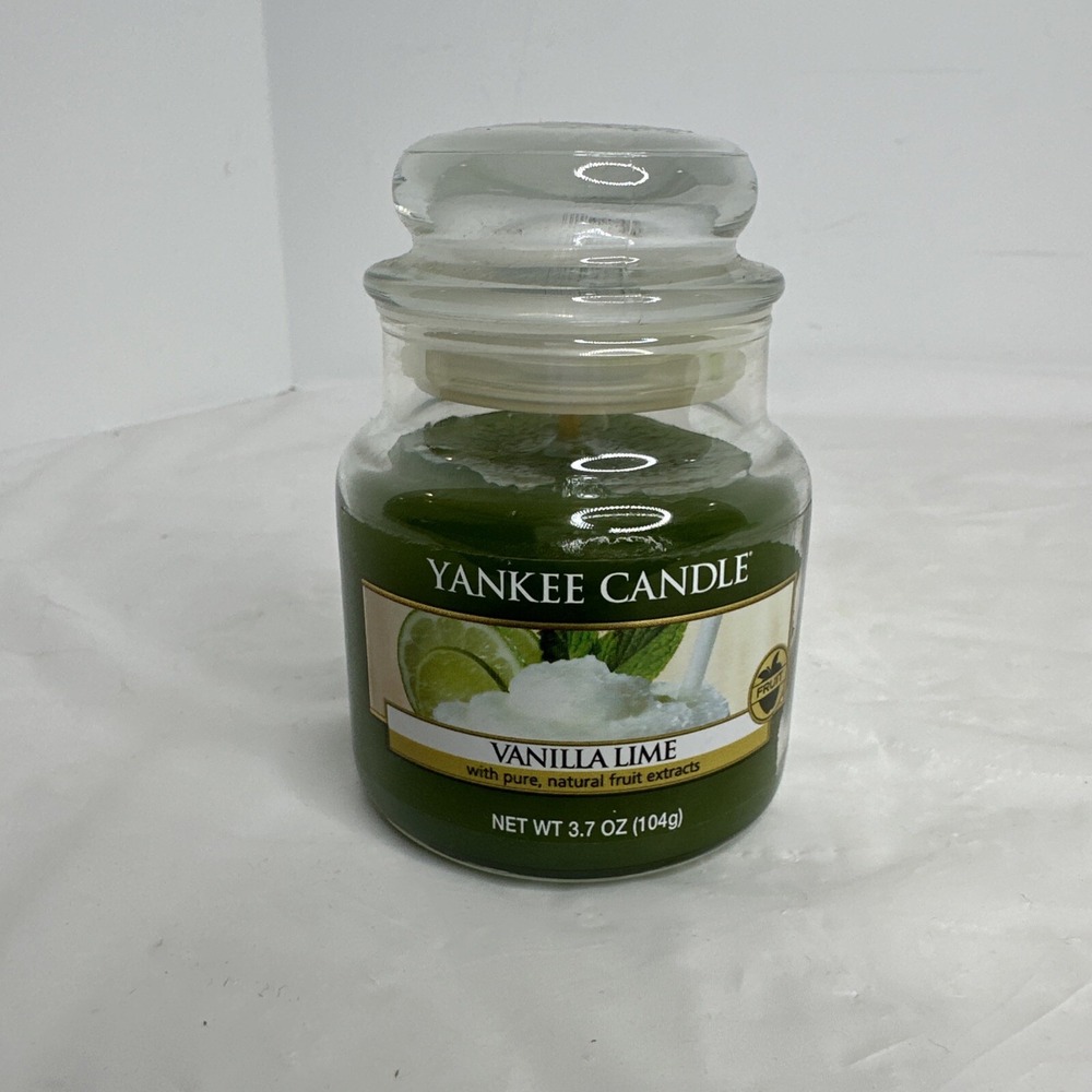 Yankee Candle Small Glass Jar Candle Vanilla Lime Green 3.7 Oz New